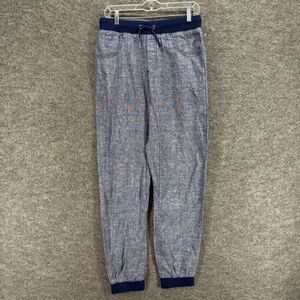 Seanjohn Pants Women XL Blue Chino High Rise Flat Front Drawstring Linen Pockets